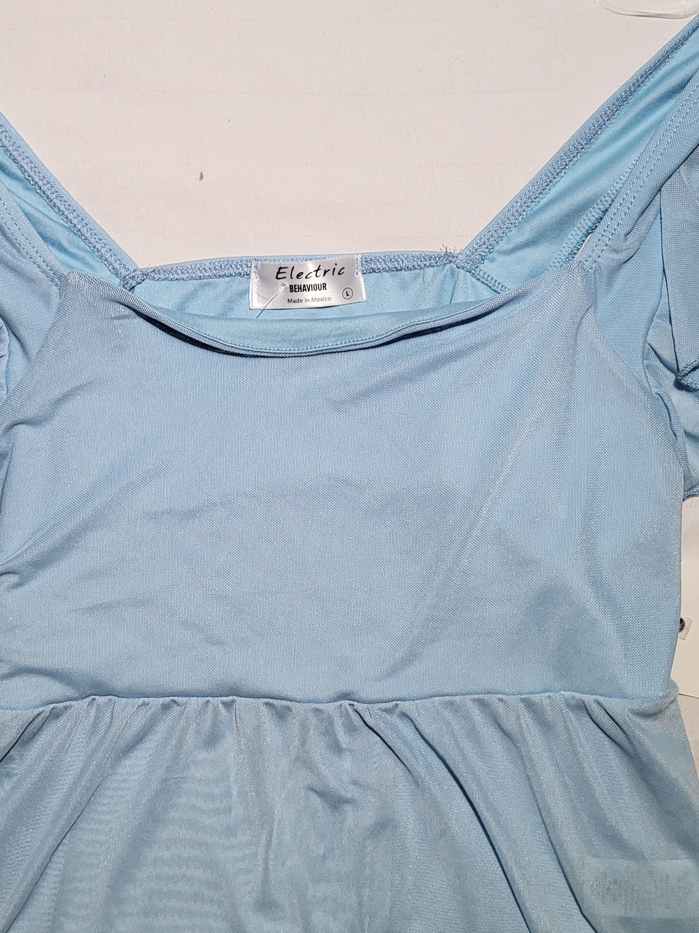 Electric Behaviour Light Blue Mesh Trim Tank Top